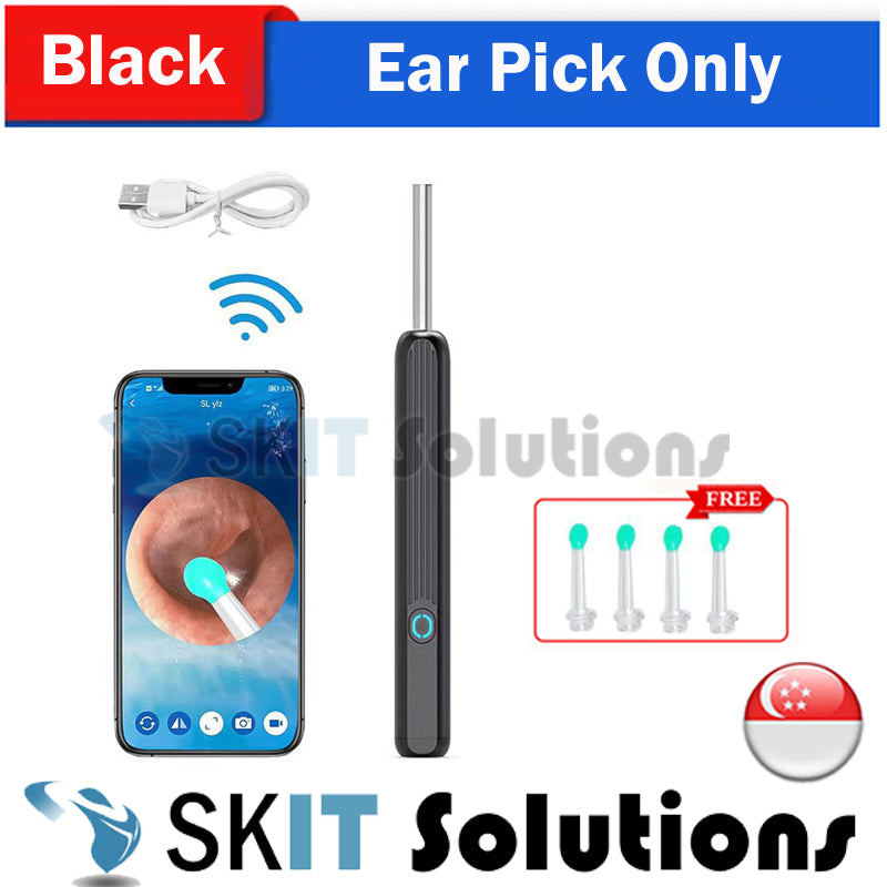 Smart ear cleaner with HD camera, a geometric cleaning tool with a visible video lens.