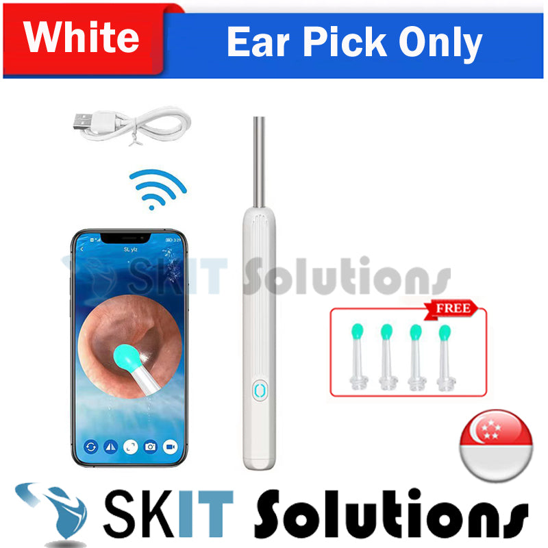 Smart ear cleaner with HD camera, a geometric cleaning tool with a visible video lens.