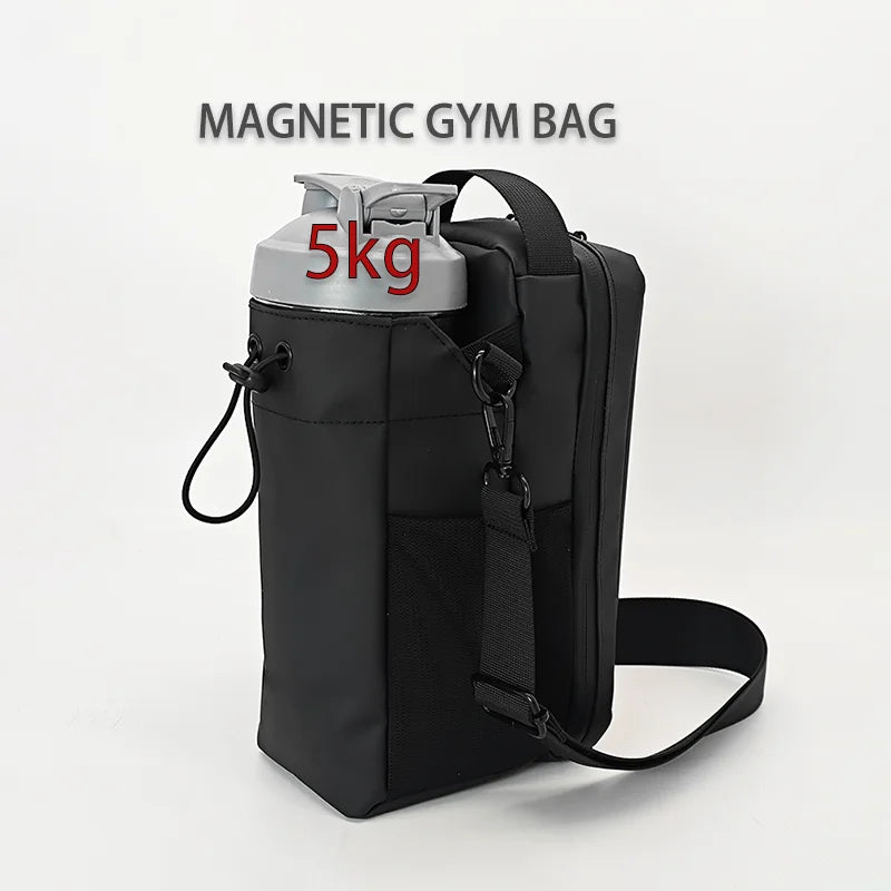 Magnetic Sports Crossbody Bag with Water Bottle Pocket, Perfect Gym Style, Detachable Straps, Practical Design